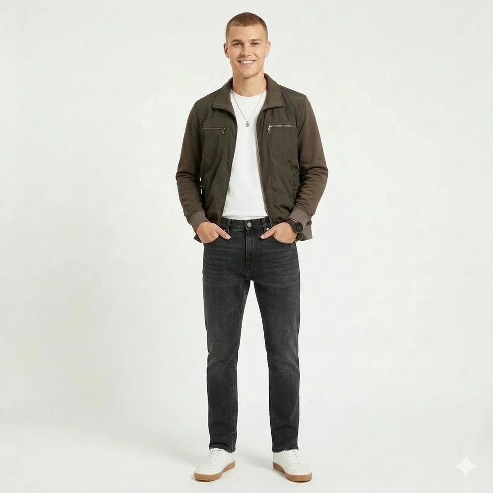 Banana Republic Olive Green Lightweight Hybrid Bomber Men's Zip‎ Jacket Large